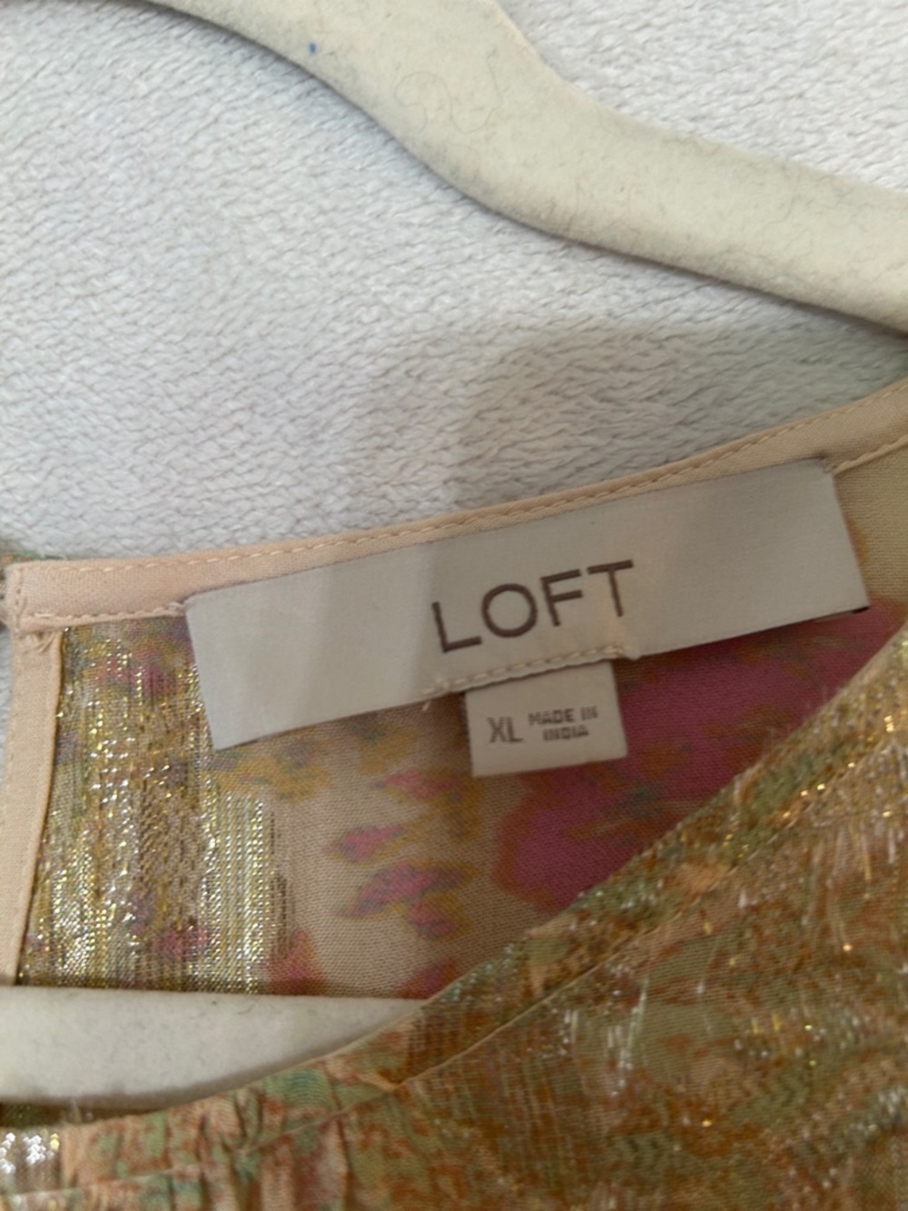 LOFT Metallic Floral Long-Sleeve Tiered Dress in Multi - Picture 3 of 10